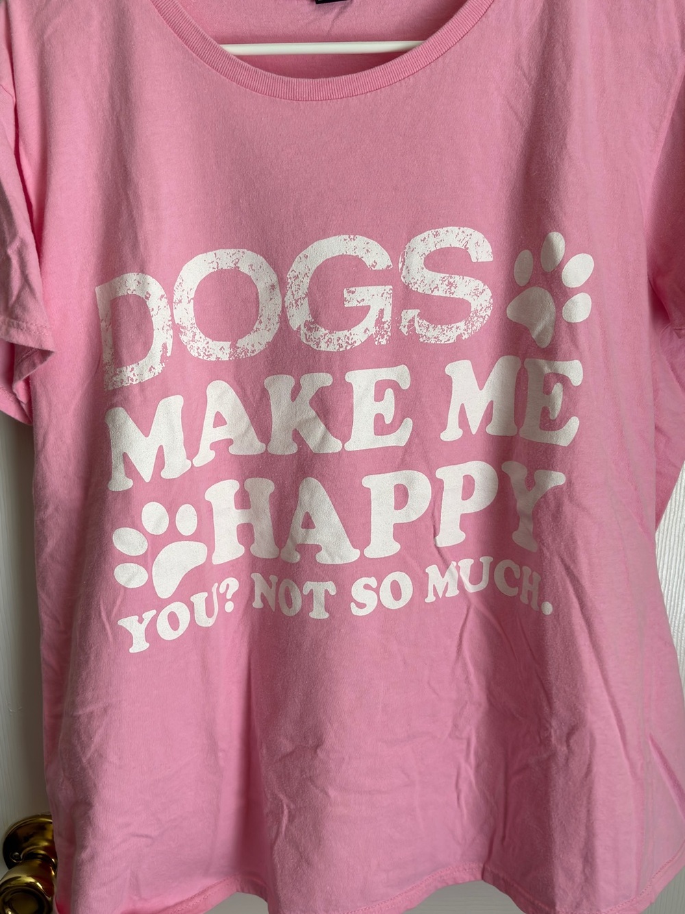 Pink "Dogs Make Me Happy" Graphic Dog Lover T-Shirt